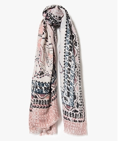 foulard multicolore avec finitions petites franges rose7914401_1