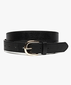 GEMO Ceinture femme unie à boucle dorée Noir