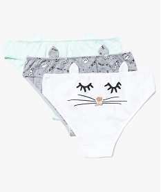 GEMO Lot de 3 slips à motifs chats avec oreilles à la taille Multicolore
