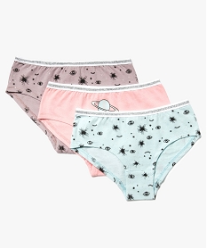 GEMO Lot de 3 shortys stretch à motifs avec ceinture pailletée Multicolore