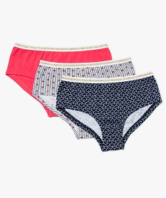 GEMO Lot de 3 shorties imprimés avec ceinture pailletée Multicolore