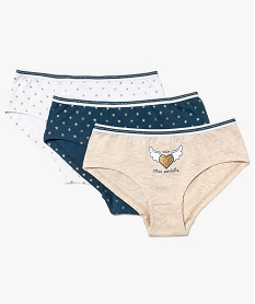 GEMO Lot de 3 shorties en coton stretch avec motifs étoiles Multicolore