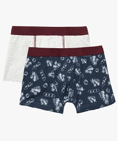 GEMO Lot de 2 boxers coton stretch à ceinture bordeaux Gris