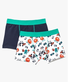 GEMO Lot de 2 boxers stretch coordonnés Bleu