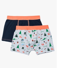 GEMO Lot de boxers motifs forêt et uni Imprimé