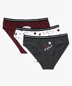 GEMO Lot de 3 slips stretch motif girly Multicolore