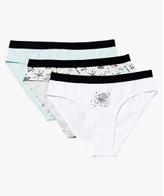 GEMO Lot de 3 slips en coton stretch avec motifs de lespace Multicolore