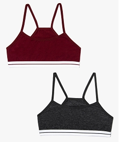 GEMO Lot de 2 brassières à fines bretelles avec élastique contrastant coloris assortis