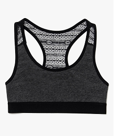 GEMO Brassière fille unie à dos nageur dentelle Gris