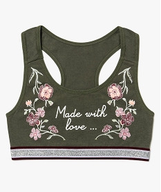 GEMO Brassière à motifs végétaux avec élastique pailleté vert standard