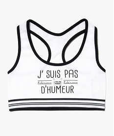 GEMO Brassière dos nageur en microfibre imprimé fantaisie Blanc