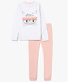 GEMO Ensemble de pyjama manches longues imprimé chat gris standard