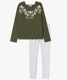 GEMO Ensemble de pyjama à imprimé végétal kaki standard