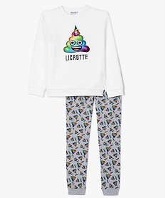 GEMO Pyjama fille en peluche et jersey emoji  Licrotte Beige