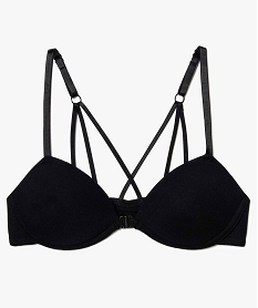 GEMO Soutien-gorge à armature dos fantaisie et fermeture devant Noir