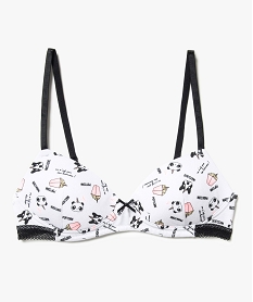 GEMO Soutien-gorge sans armatures à bonnets paddés et motifs argente
