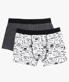 GEMO Lot de 2 boxers en coton stretch avec inscriptions Multicolore