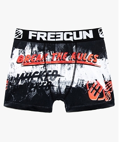 GEMO Boxer garçon en microfibre imprimé façon tag - Freegun kaki fonce