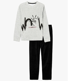 GEMO Pyjama 2 pièces en velours à imprimé gris standard
