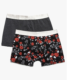 boxer en coton stretch pour homme avec motifs roses et uni (lot de 2) imprime7937501_1