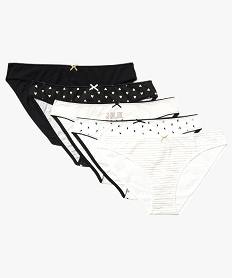 lot de 5 slips en coton avec details dores noir7939701_1