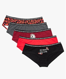 GEMO Lot de 5 shorties aux coloris assortis Rouge