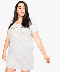 GEMO Chemise de nuit à manches courtes avec motifs femme grande taille Gris