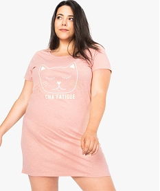 GEMO Chemise de nuit à manches courtes avec motifs femme grande taille Rose