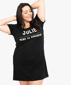 GEMO Chemise de nuit à manches courtes avec motifs femme grande taille Noir