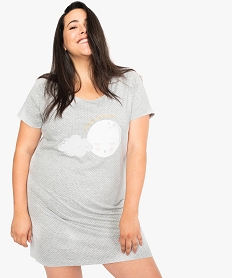 GEMO Chemise de nuit à manches courtes avec motifs femme grande taille kaki fonce