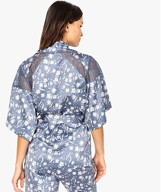 kimono fleuri a empiecements dentelle imprime pyjamas ensembles vestes7942401_3