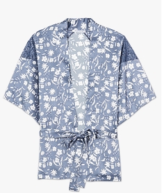 kimono fleuri a empiecements dentelle imprime pyjamas ensembles vestes7942401_4