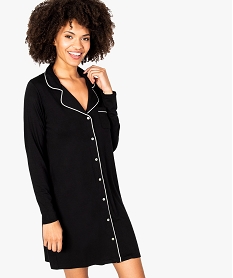 GEMO Chemise de nuit boutonnée à manches longues Noir