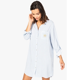 GEMO Chemise de nuit à motifs avec broderie dorée Imprimé