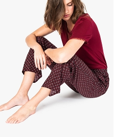 GEMO Pantalon de pyjama femme droit et fluide à motifs Imprimé