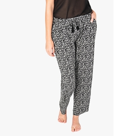 GEMO Pantalon de pyjama femme droit et fluide à motifs Imprimé