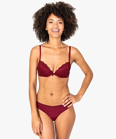 GEMO Tanga femme en microfibre et dentelle (lot de 2) Rouge