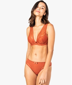 GEMO Tanga uni microfibre et dentelle Orange