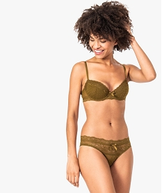 GEMO Culotte femme en dentelle et voile plumetis vert standard