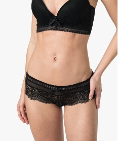 shorty femme en tulle dentelle et gros nœud de satin noir7950401_1