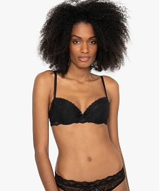 soutien-gorge a armatures en tulle plumetis et dentelle noir7954101_1