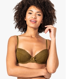 GEMO Soutien-gorge à armatures en tulle plumetis et dentelle Vert