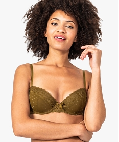 soutien-gorge a armatures en tulle plumetis et dentelle vert7954401_1