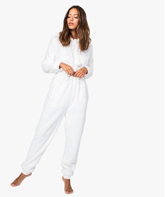 GEMO Combinaison pyjama femme avec capuche Beige