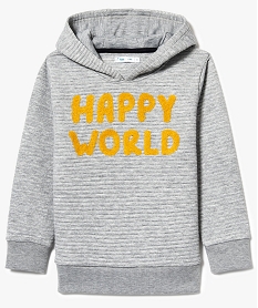 sweat-shirt a capuche avec inscription bouclette sur lavant gris7958901_1