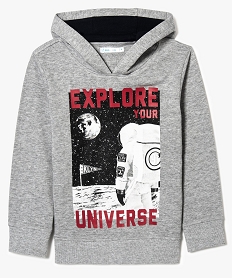 sweat a capuche imprime espace gris7959201_1