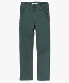 GEMO Pantalon garçon chino à revers vert standard