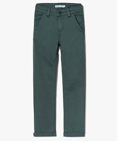 GEMO Pantalon garçon chino à revers Vert