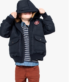 blouson matelasse avec capuche amovible bleu7965001_1