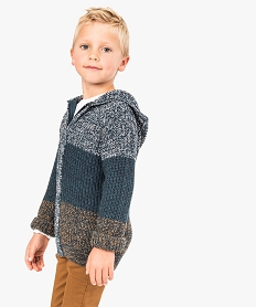 pull zippe en maille chinee a capuche imprime gilets7965101_1